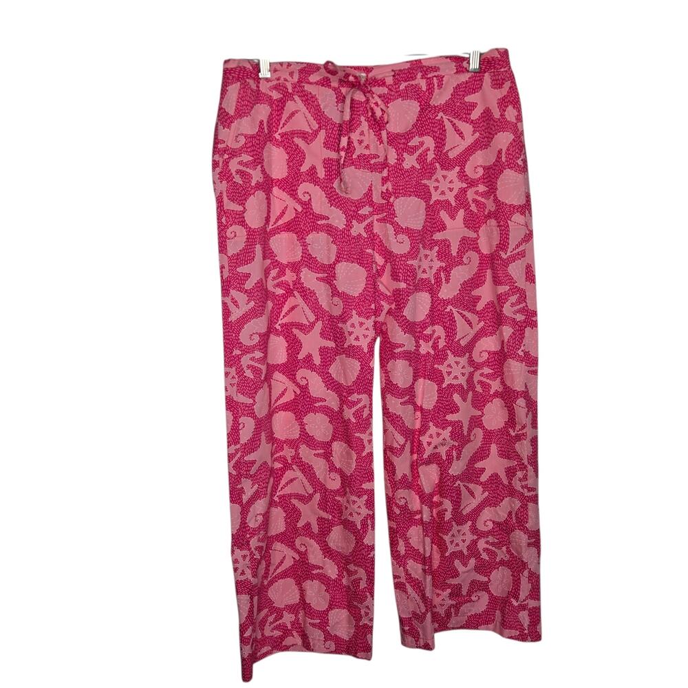 Vintage 90s Lilly Pulitzer Nautical Preppy Lounge Pajama Pants Pink Womens 14